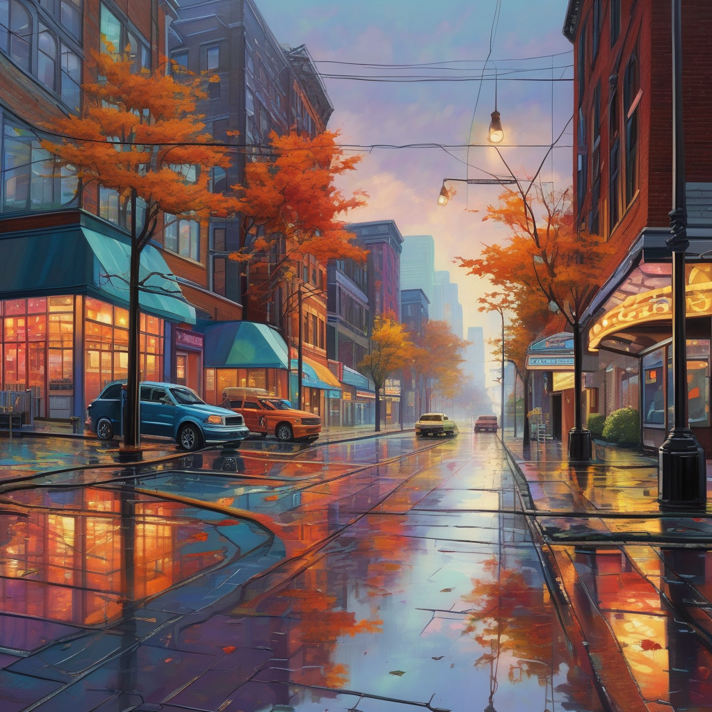 Ultra Realistic Photo Of A City Street After Heavy Rainfall