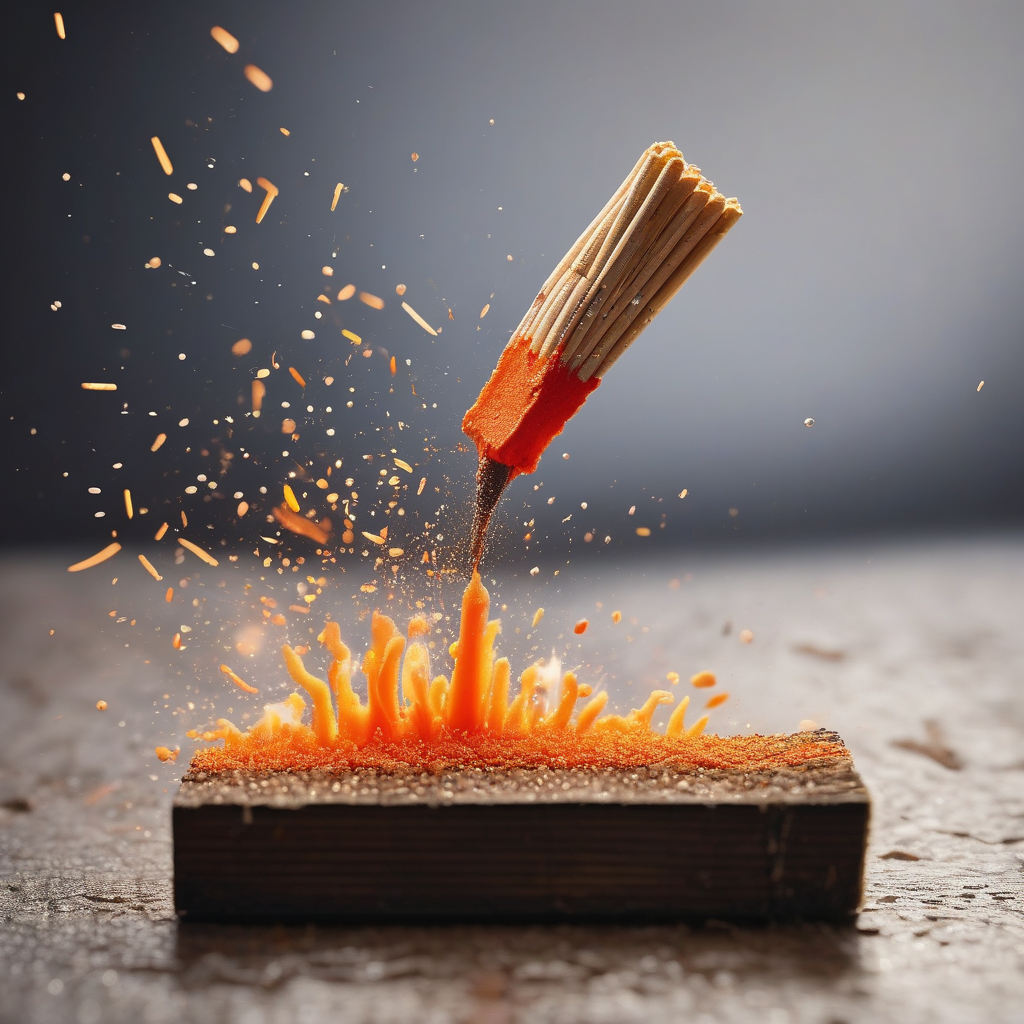 Ultra Realistic Photo Of A Close Up Match Lighting In Slow Motion