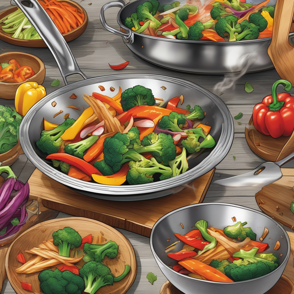 Ultra Realistic Photo Of A Cook Flipping Vegetables In A Hot Wok