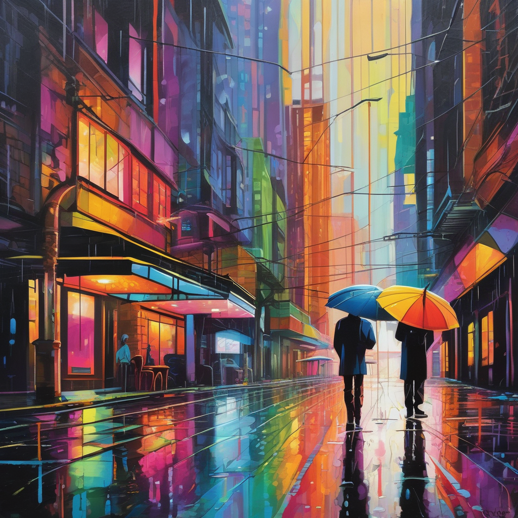 Ultra Realistic Photo Of A Couple Sharing An Umbrella In Heavy Rain