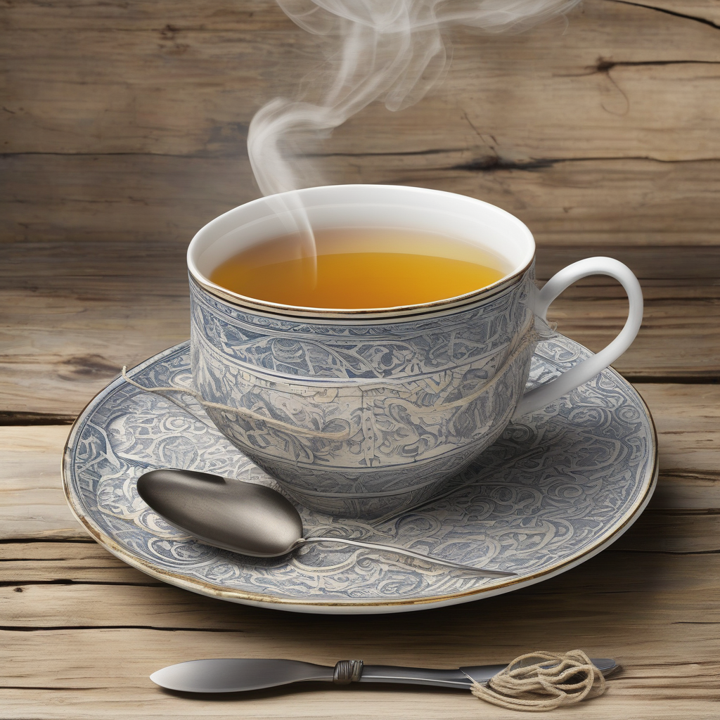 Ultra Realistic Photo Of A Cup Of Tea Beside Old Letters