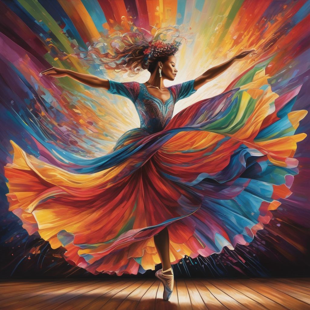 Ultra Realistic Photo Of A Dancer Mid Spin With Flowing Fabric