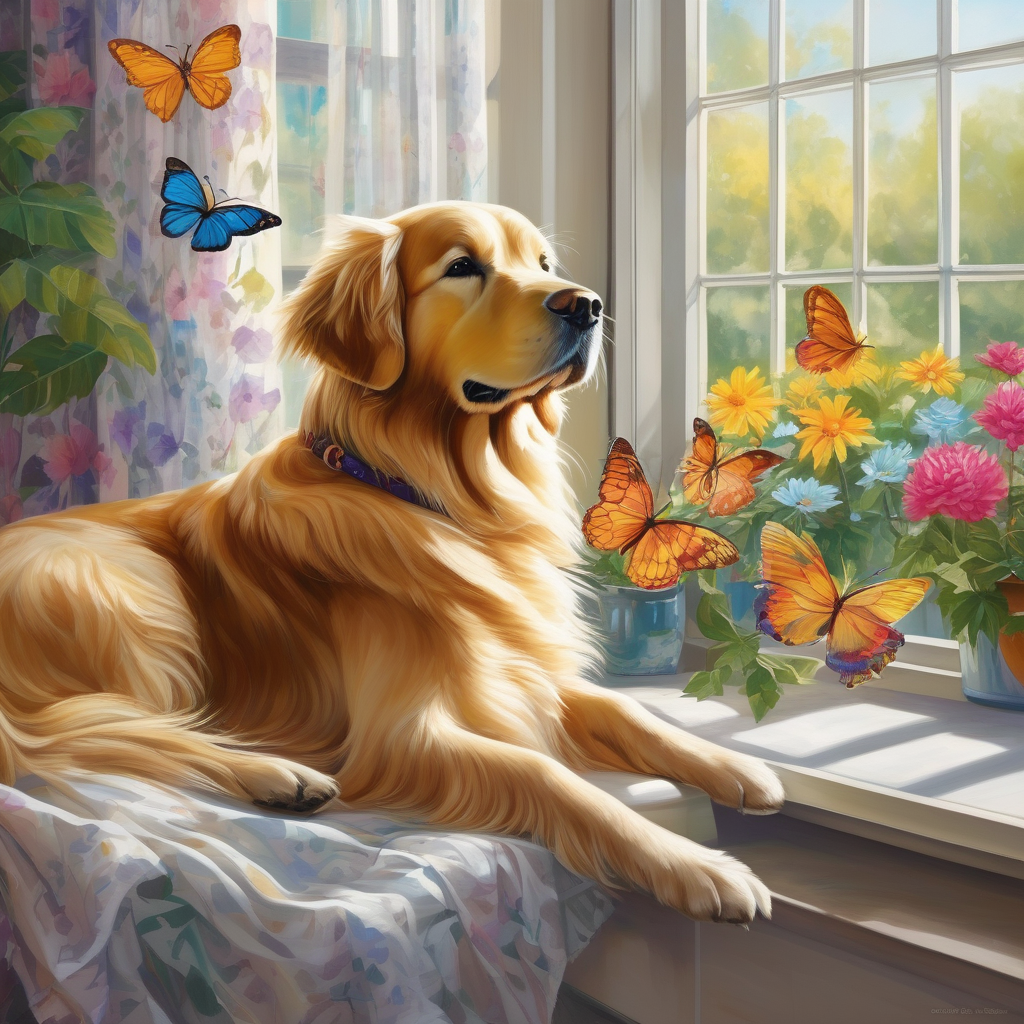 Ultra Realistic Photo Of A Dog Staring Out A Window In Silence
