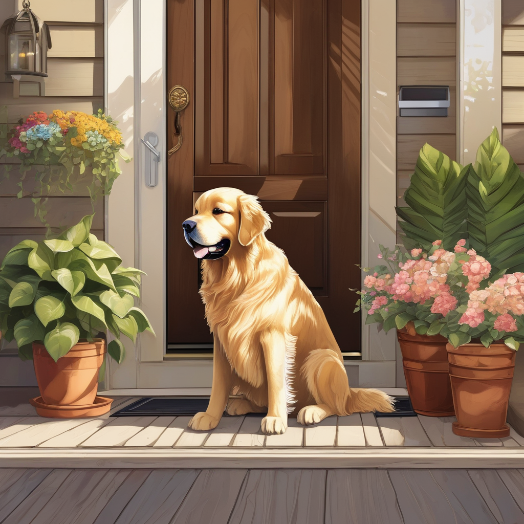 Ultra Realistic Photo Of A Dog Waiting At The Door For Its Owner