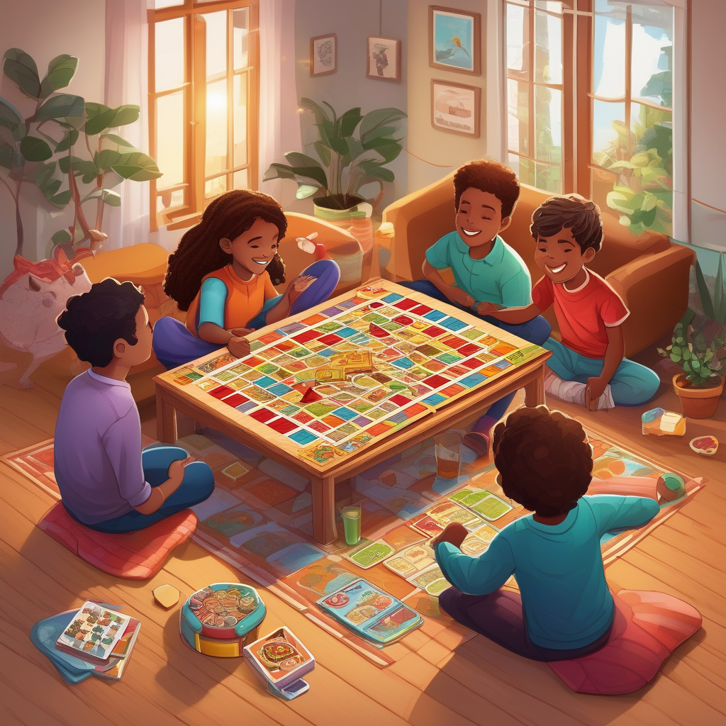 Ultra Realistic Photo Of A Family Playing Board Games Together
