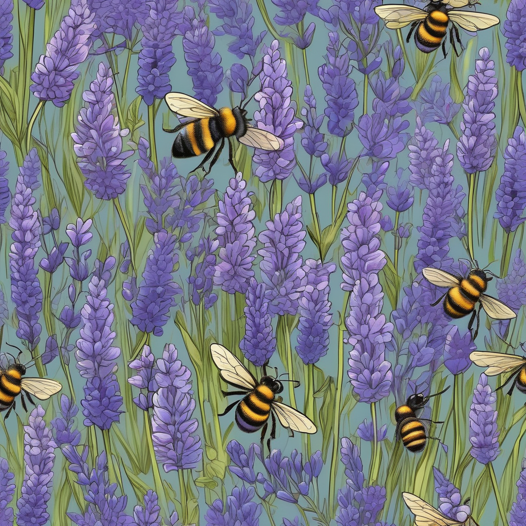 Ultra Realistic Photo Of A Field Of Lavender With Bees