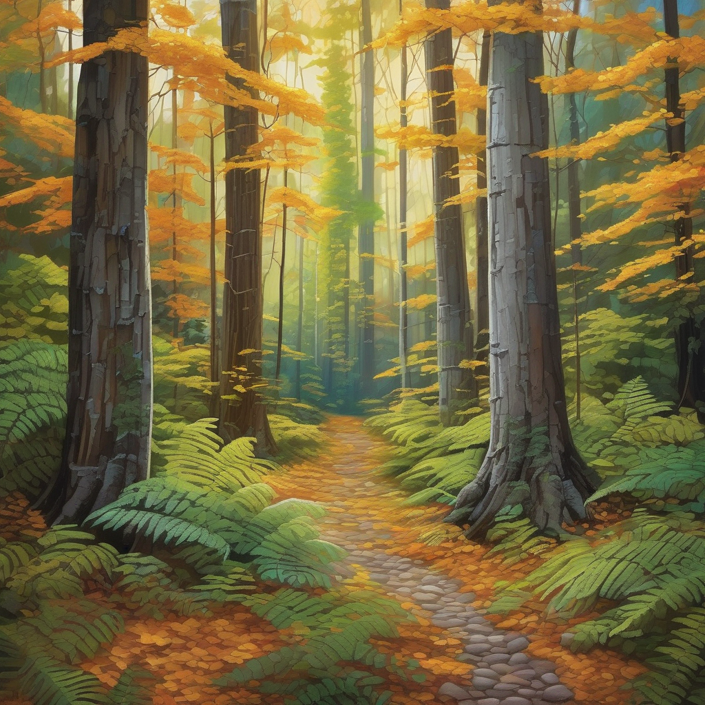 Ultra Realistic Photo Of A Forest Path Covered In Golden Leaves