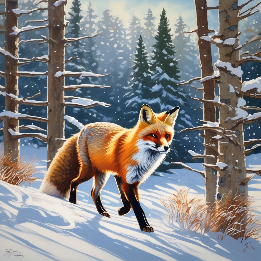 Ultra Realistic Photo Of A Fox Walking Across Fresh Snow