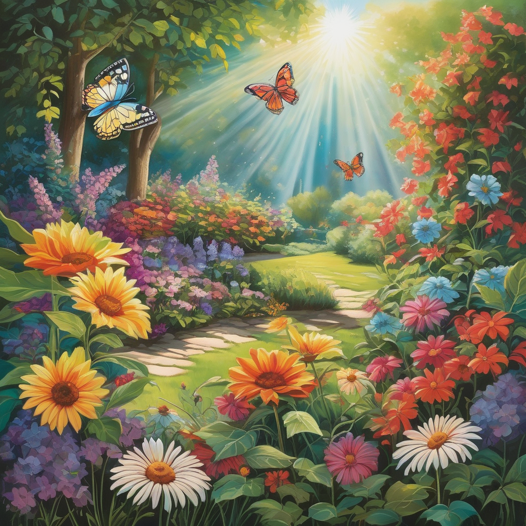 Ultra Realistic Photo Of A Girl Chasing Butterflies In A Garden