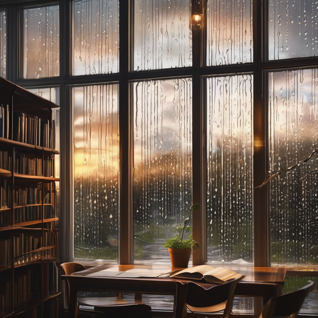 Ultra Realistic Photo Of A Girl Watching Raindrops Slide Down Glass