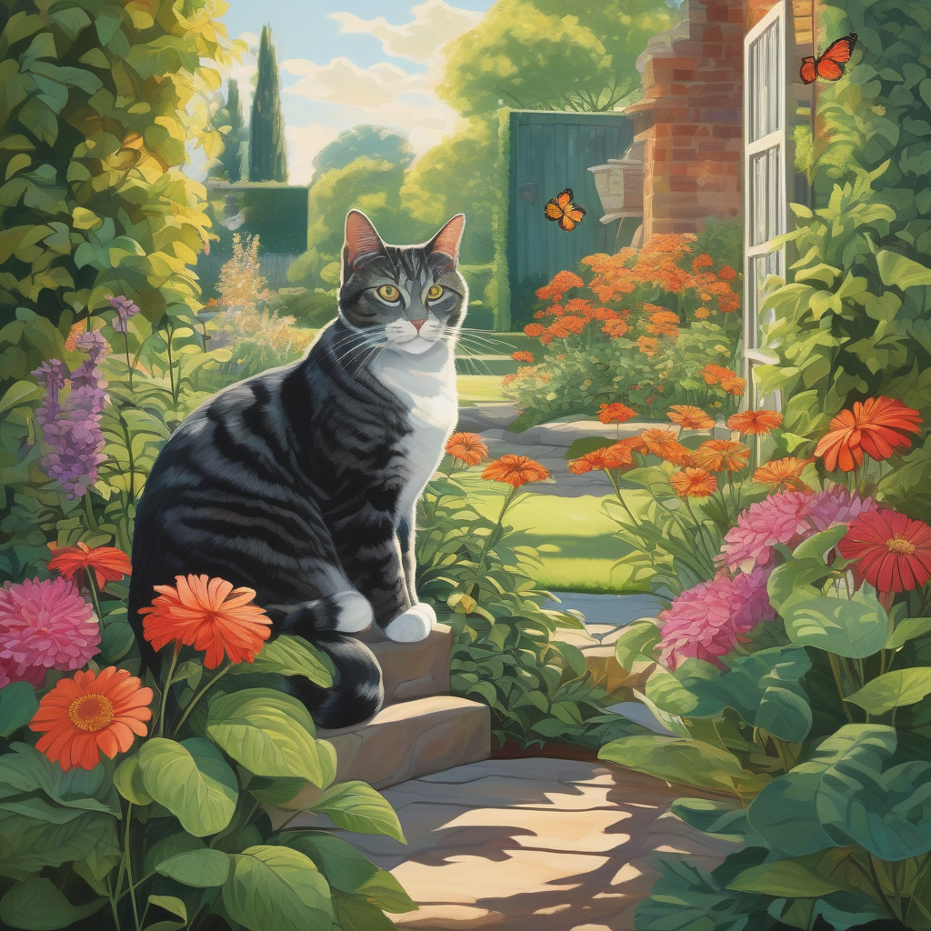 Ultra Realistic Photo Of A Girl Whispering To A Cat In A Garden