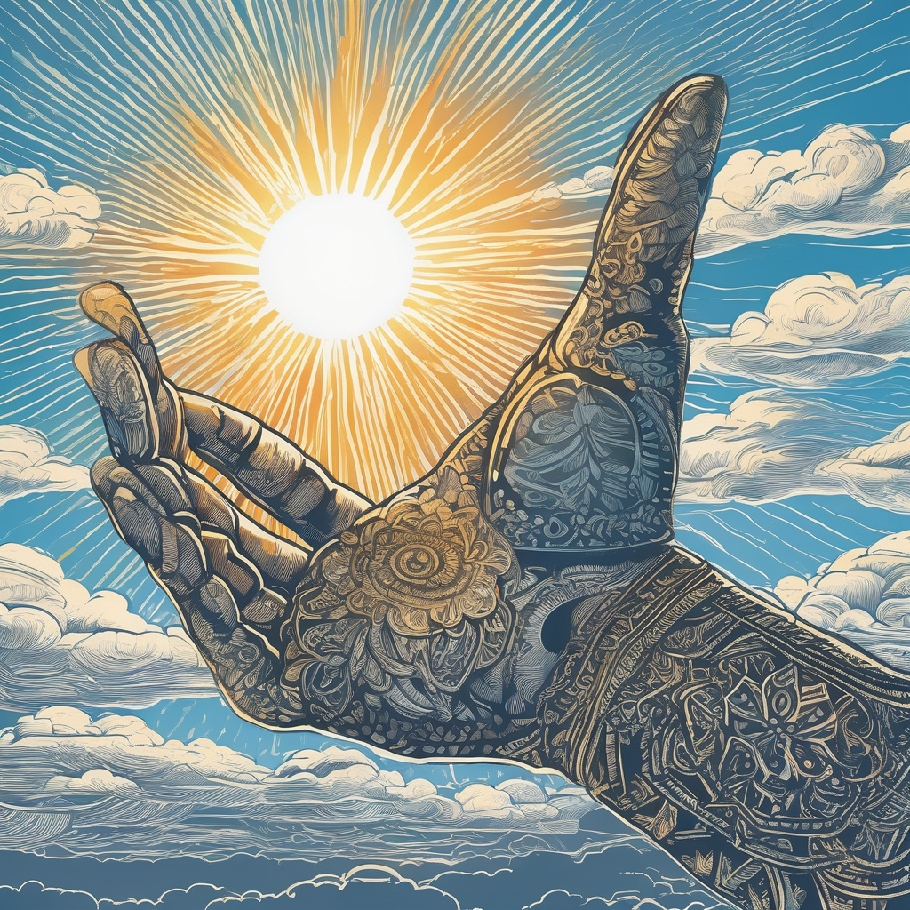 Ultra Realistic Photo Of A Hand Reaching Toward The Sun