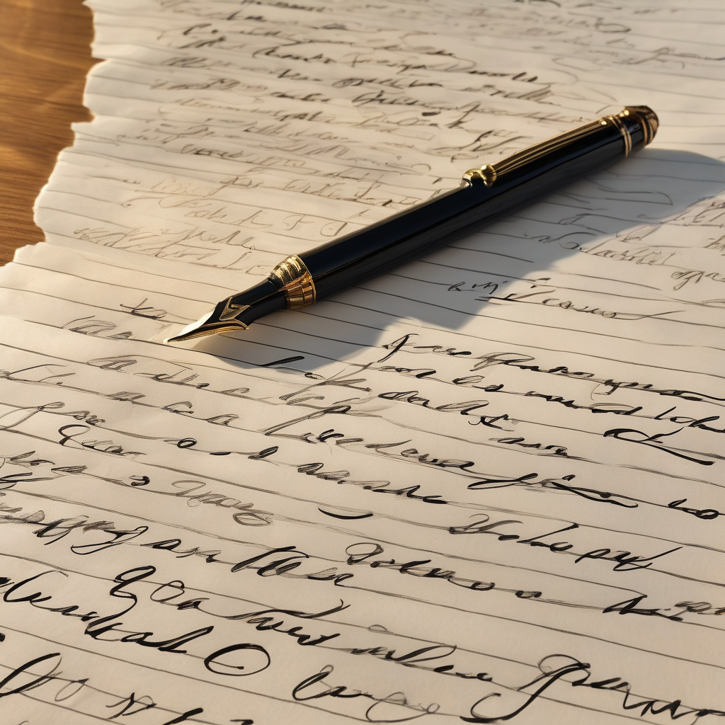 Ultra Realistic Photo Of A Handwritten Letter On A Wooden Desk