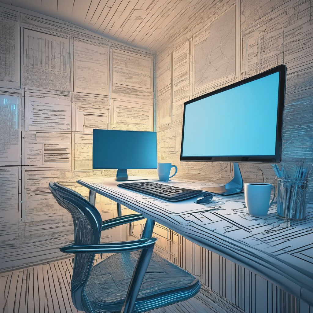 A Developer Writing Code On A Triple Monitor Setup Night Mood Ultra Re