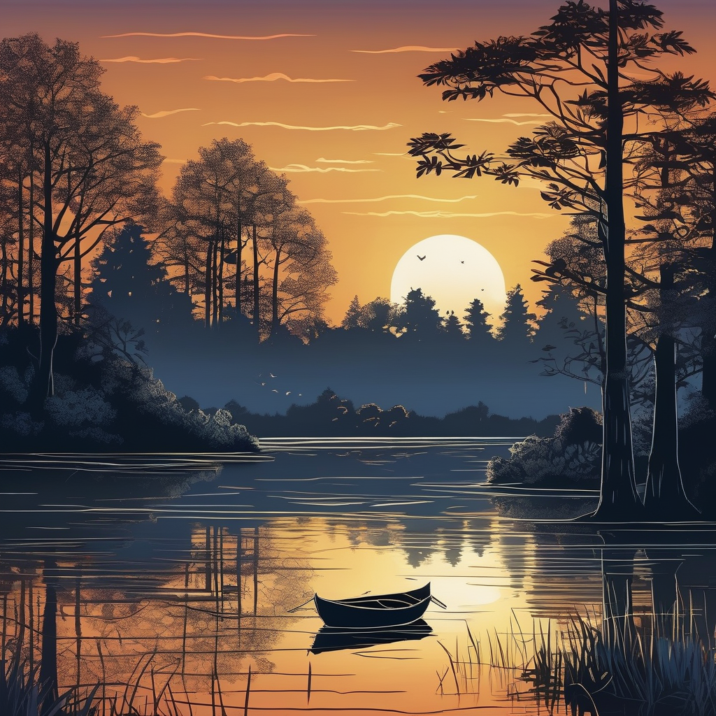 Ultra Realistic Photo Of A Lantern Lit Boat On A Dark River