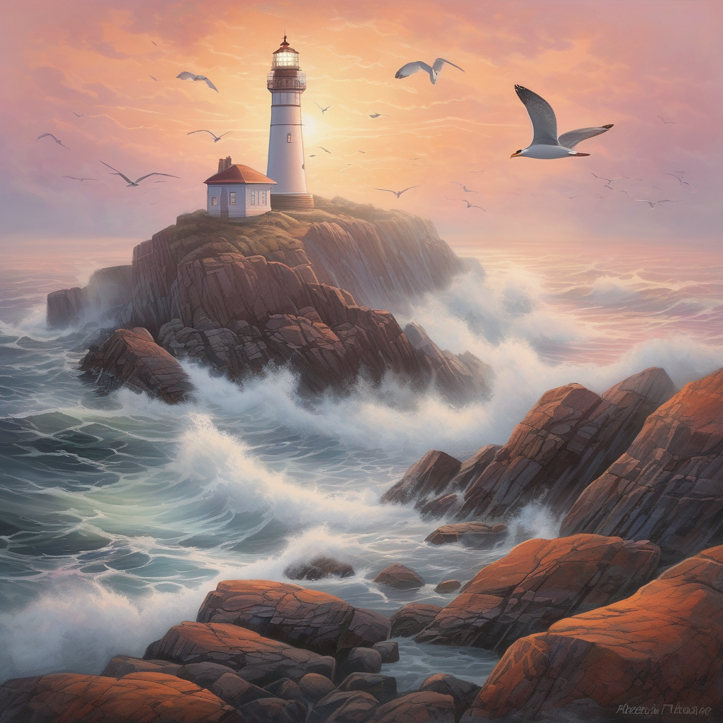 Ultra Realistic Photo Of A Lighthouse During A Foggy Sunrise