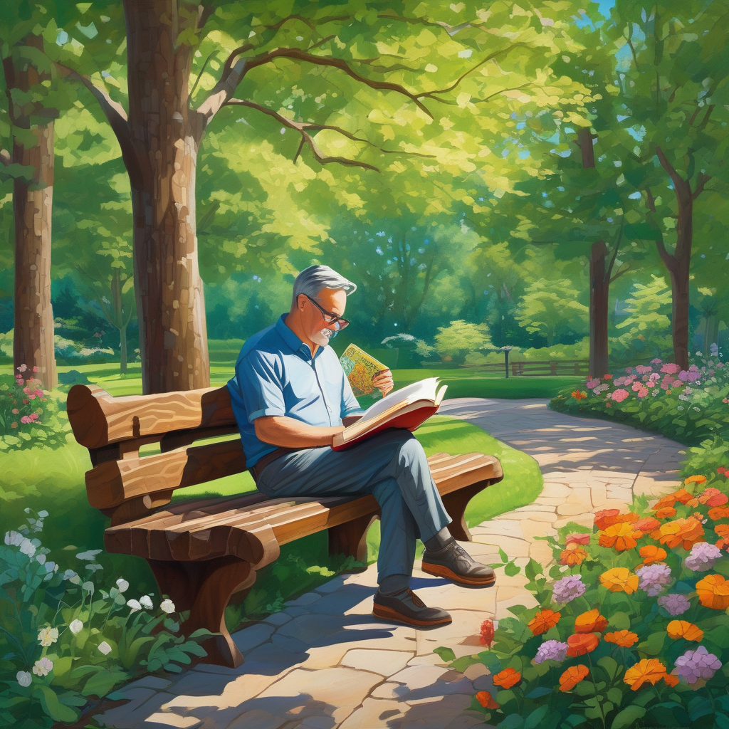 Ultra Realistic Photo Of A Man Reading On A Park Bench