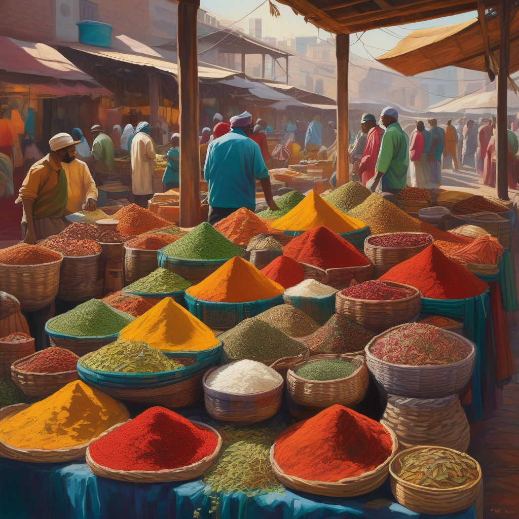 Ultra Realistic Photo Of A Market Filled With Colorful Spices