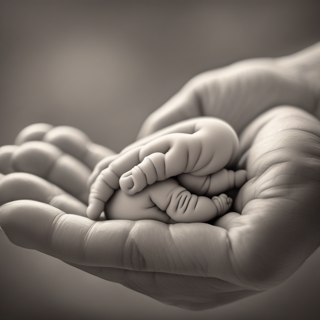 Ultra Realistic Photo Of A Newborn Babys Hand In A Parents Palm