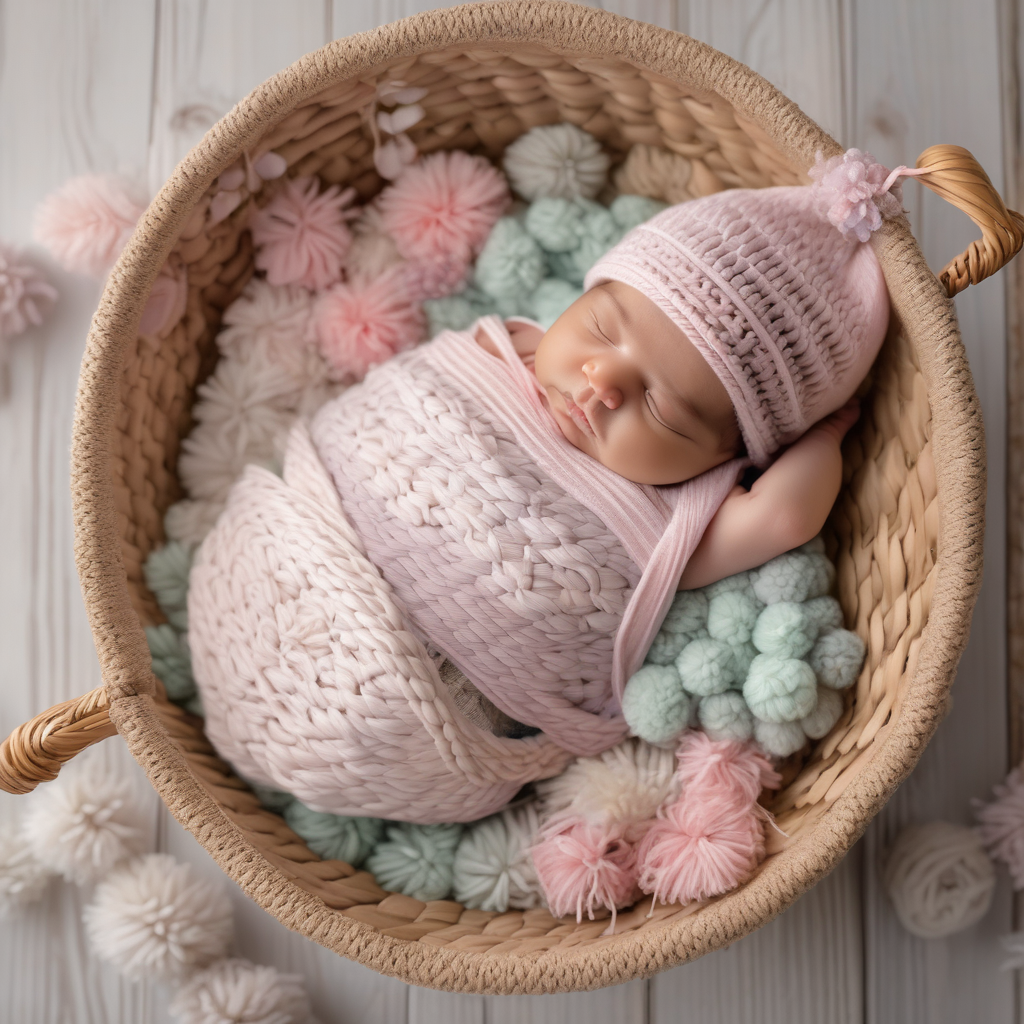 Ultra Realistic Photo Of A Newborn Wearing A Knitted Hat