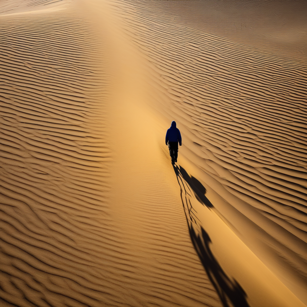 Ultra Realistic Photo Of A Person Climbing Up A Sand Dune