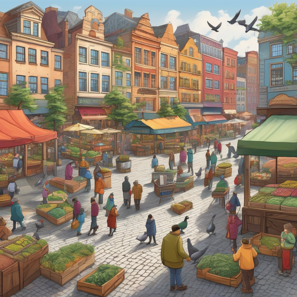 Ultra Realistic Photo Of A Person Feeding Pigeons In A Square