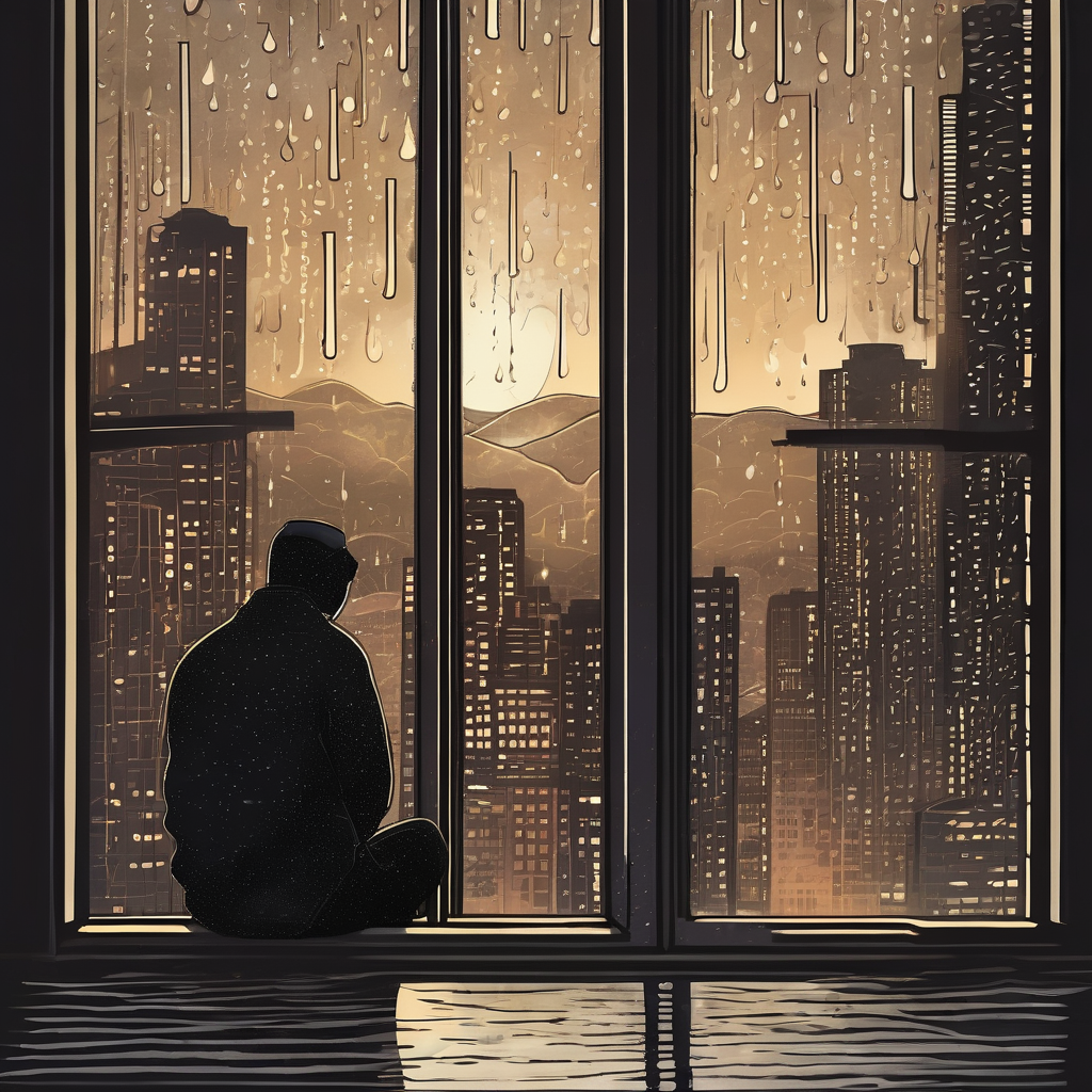 Ultra Realistic Photo Of A Person Lost In Thought At A Rainy Window