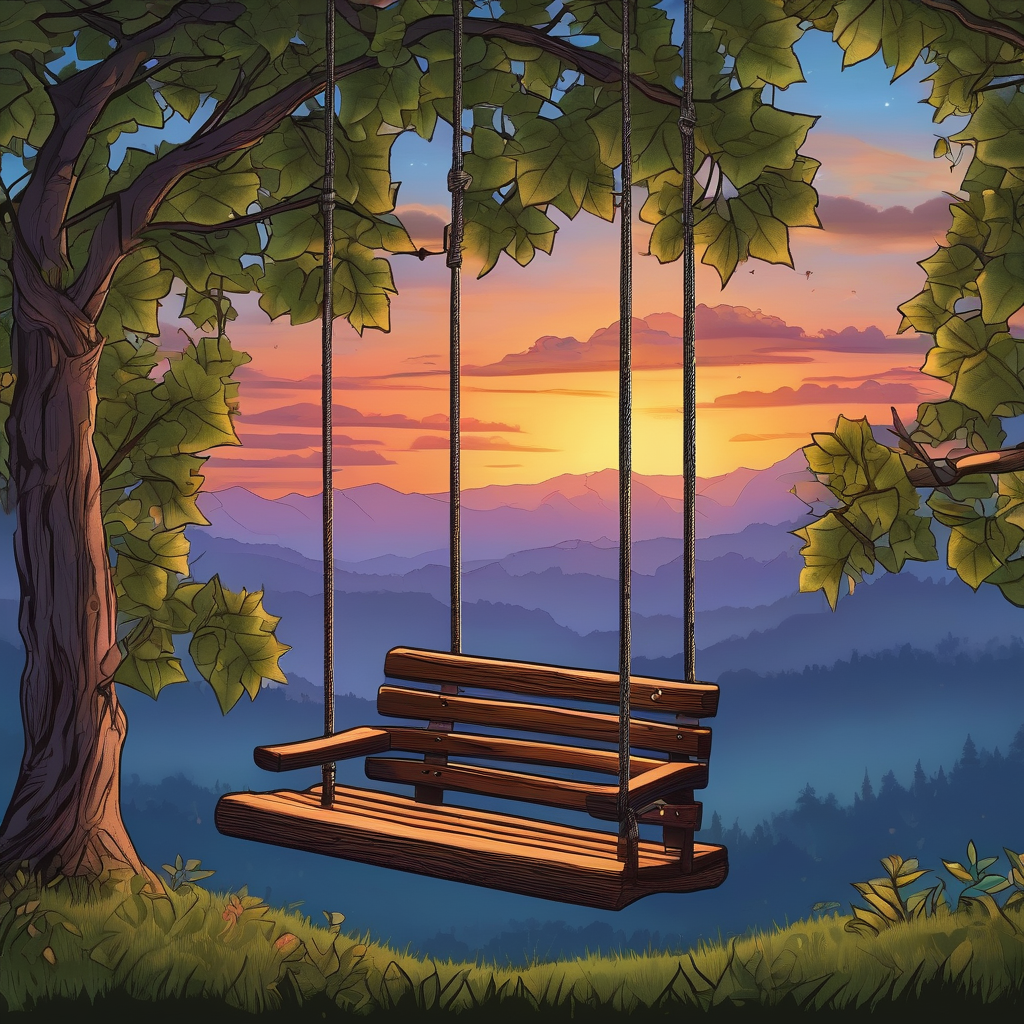 Ultra Realistic Photo Of A Person Sitting On A Swing At Dusk