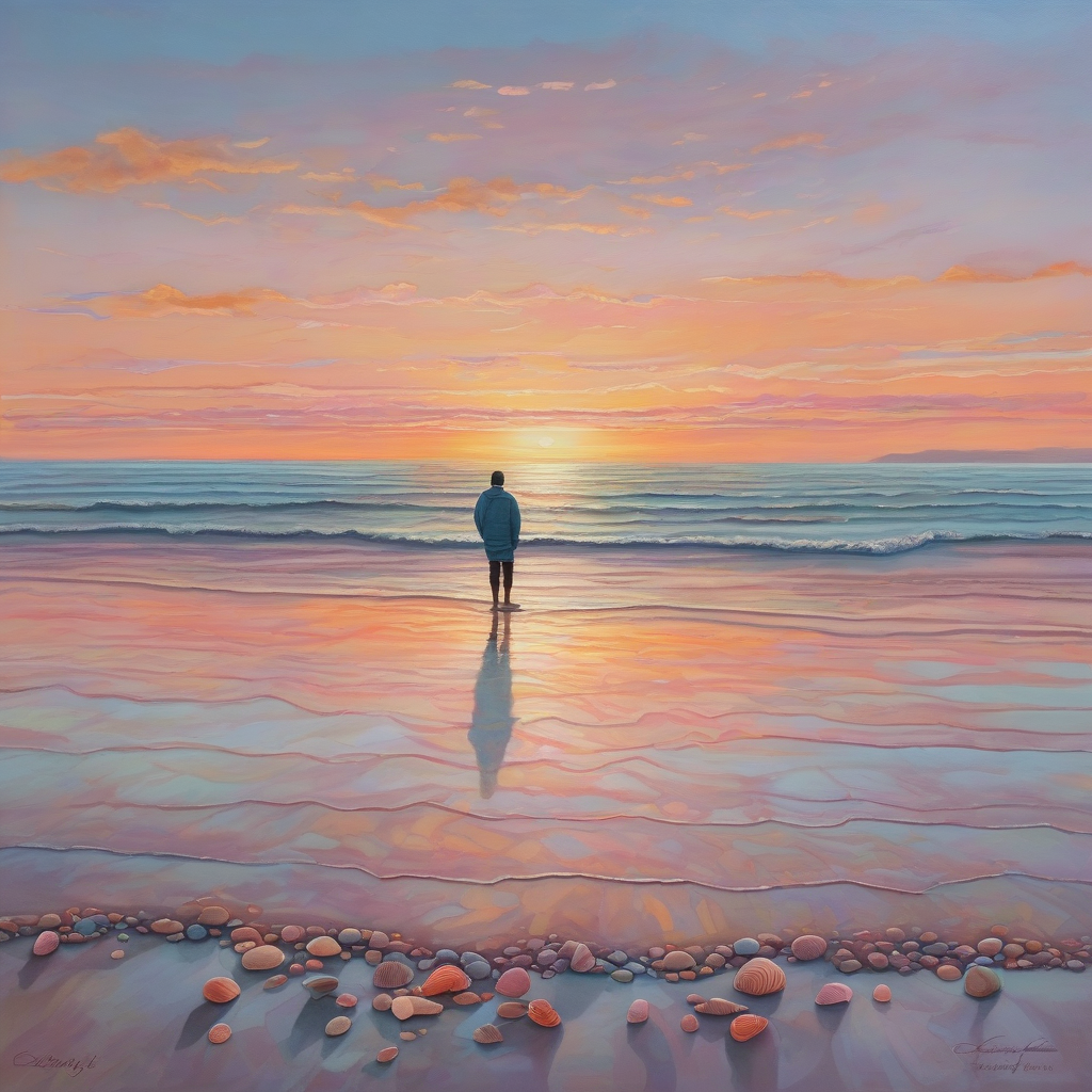Ultra Realistic Photo Of A Person Standing In Shallow Ocean Water At D