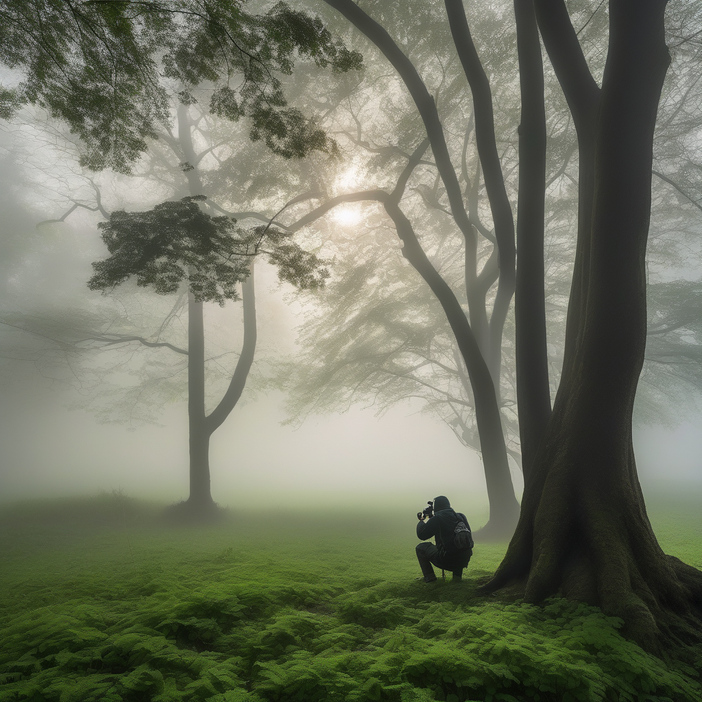 Ultra Realistic Photo Of A Photographer Taking Pictures In Fog