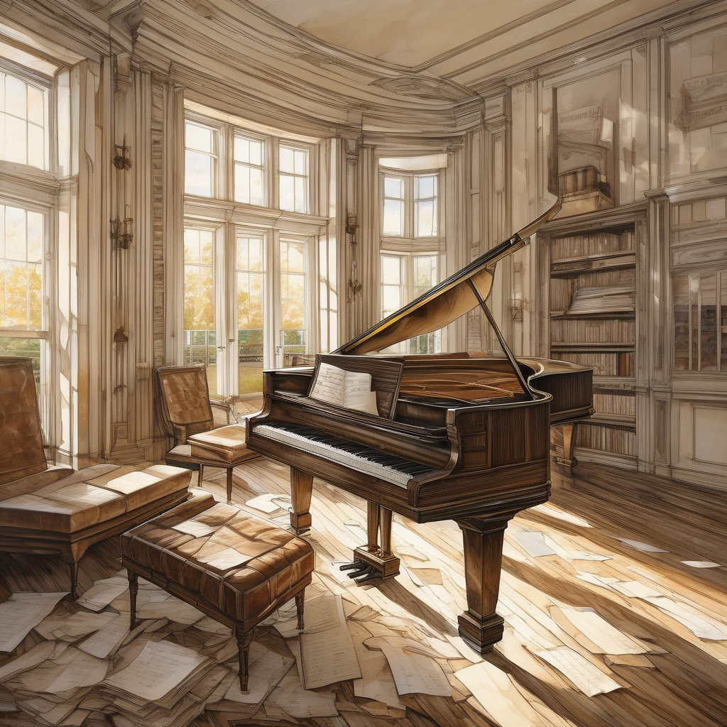 Ultra Realistic Photo Of A Piano With Dusty Keys And Sheet Music