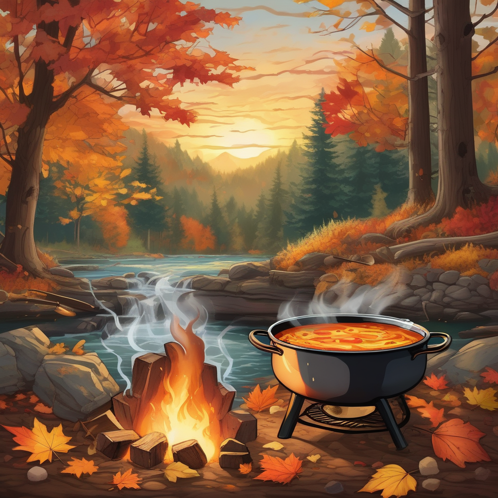 Ultra Realistic Photo Of A Pot Of Soup Boiling On An Open Fire