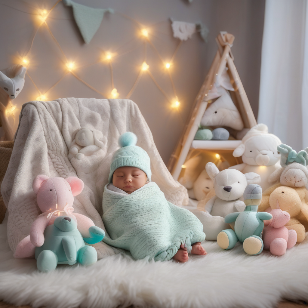 Ultra Realistic Photo Of A Sleeping Baby With A Knit Cap