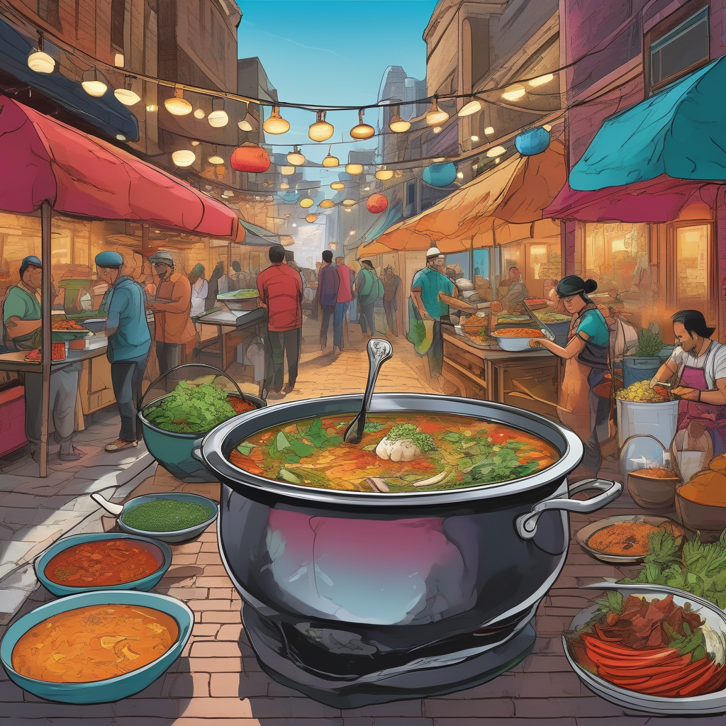 Ultra Realistic Photo Of A Street Food Vendor Serving Soup