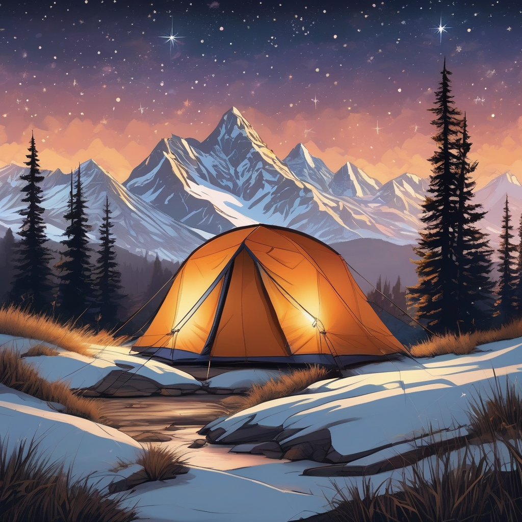 Ultra Realistic Photo Of A Tent Glowing In A Starry Mountain Valley