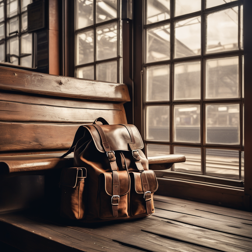 Ultra Realistic Photo Of A Tired Traveler Resting On A Train Station B