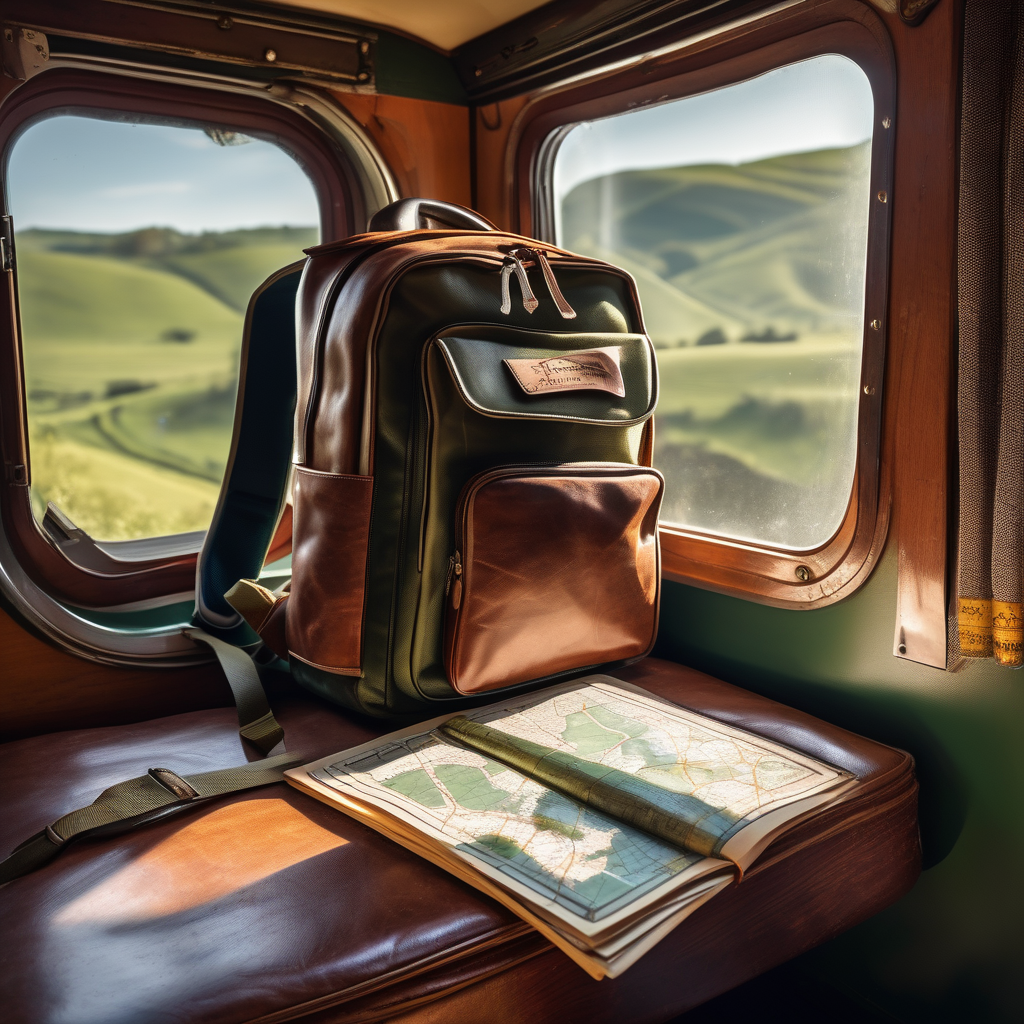 Ultra Realistic Photo Of A Traveler With Backpack On A Train
