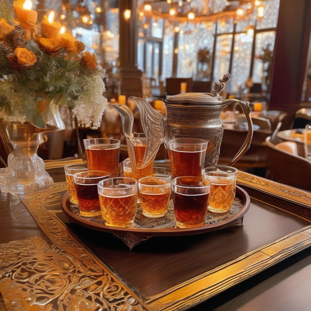 Ultra Realistic Photo Of A Tray Of Turkish Tea With Sugar Cubes