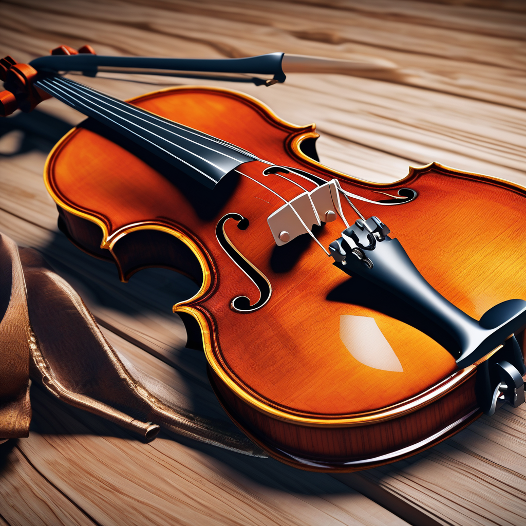 Ultra Realistic Photo Of A Violin Being Tuned Before Performance