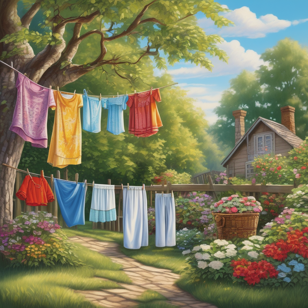 Ultra Realistic Photo Of A Woman Hanging Clothes On A Line