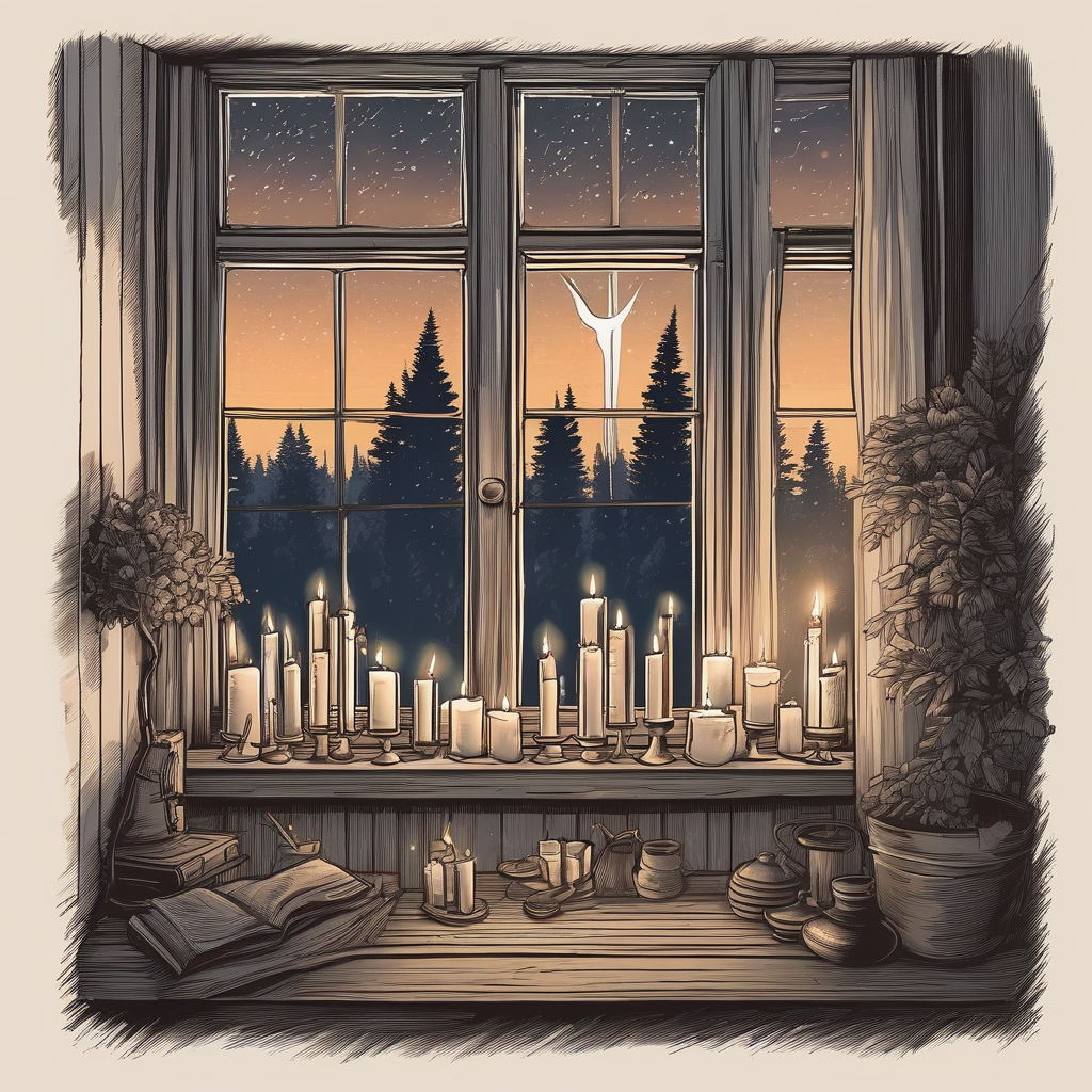 Ultra Realistic Photo Of A Woman Lighting Candles On A Windowsill