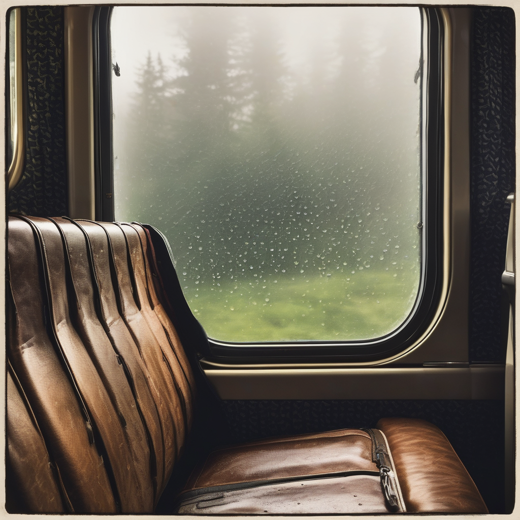 Ultra Realistic Photo Of A Woman Looking Out A Misty Train Window