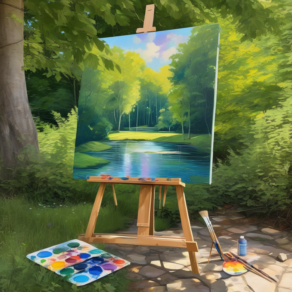 Ultra Realistic Photo Of A Woman Painting A Landscape Outdoors