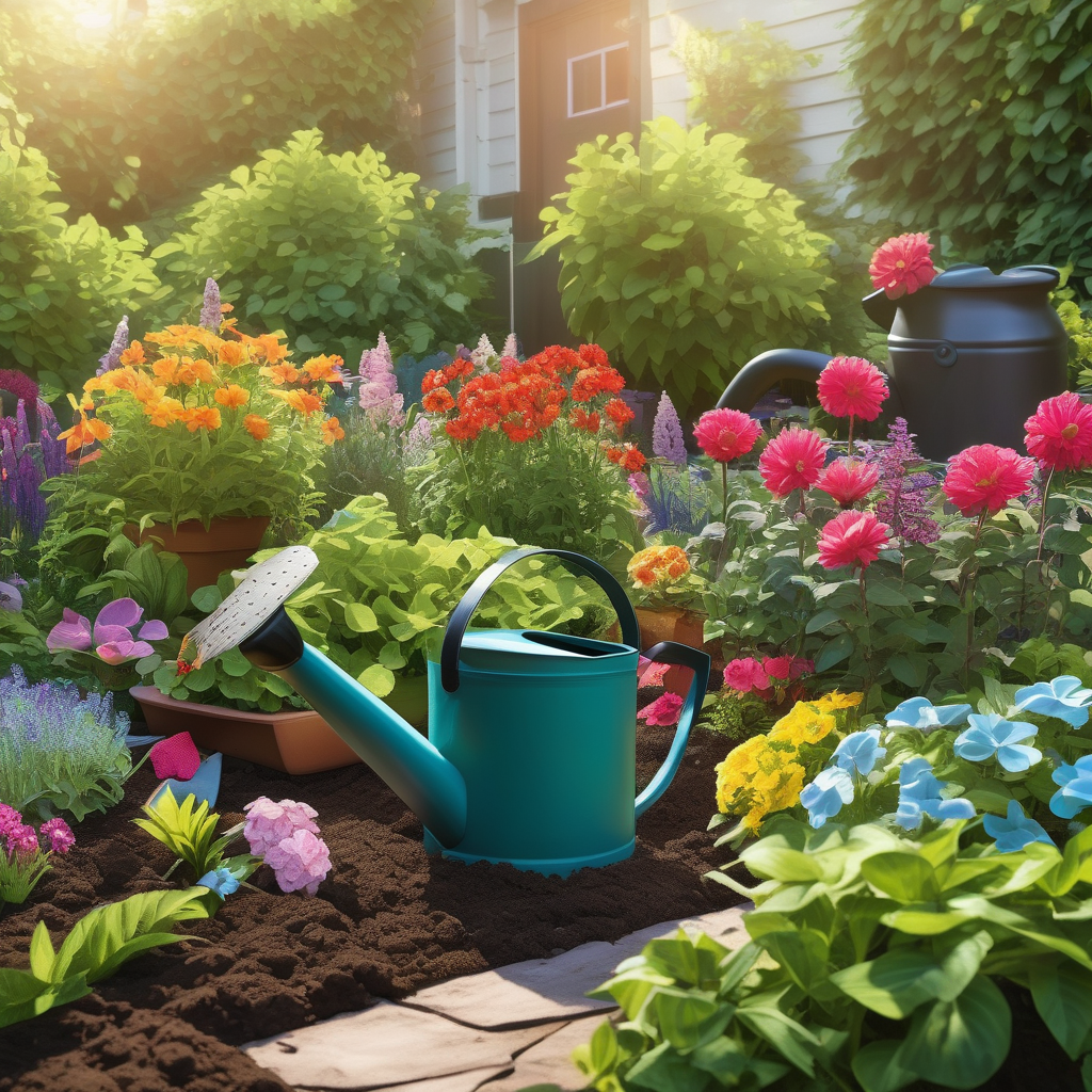 Ultra Realistic Photo Of A Woman Planting Flowers In A Small Garden