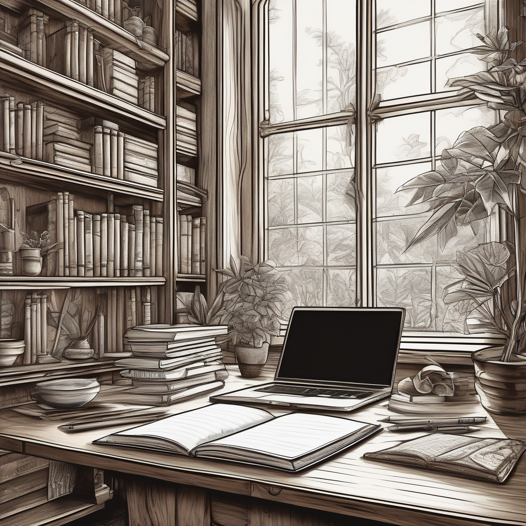 Ultra Realistic Photo Of A Woman Sketching In A Leather Bound Notebook
