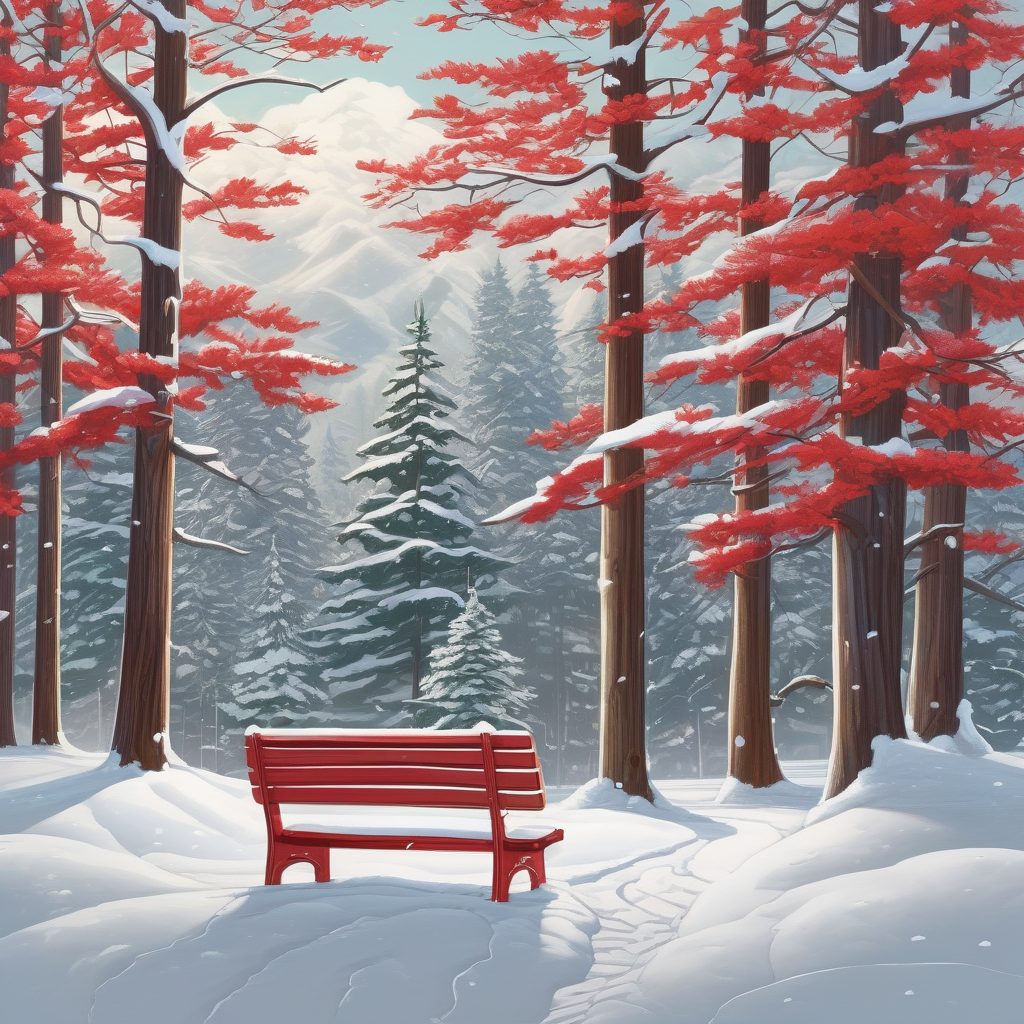 Ultra Realistic Photo Of A Woman Walking In A Red Coat Through Snow