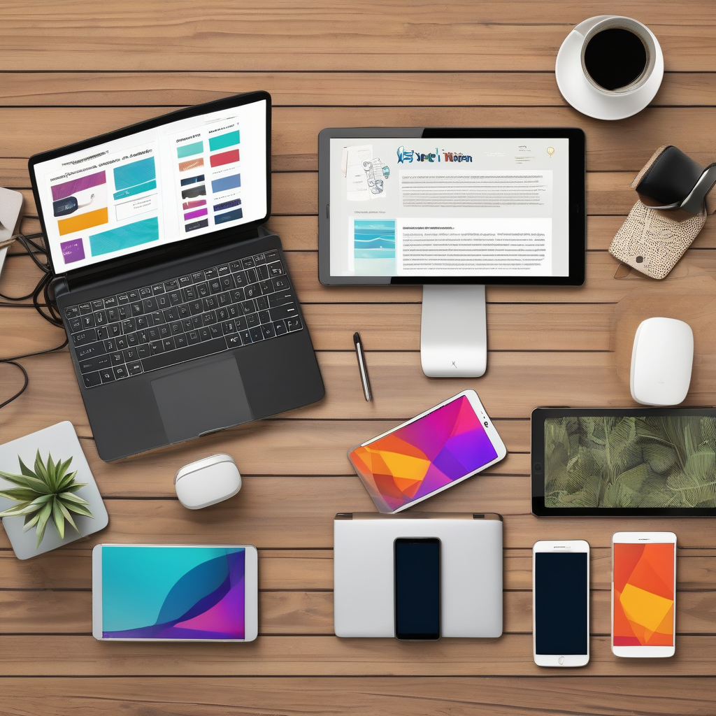 A Flatlay View Of Various Screen Sizes Phone Tablet Laptop Showing The