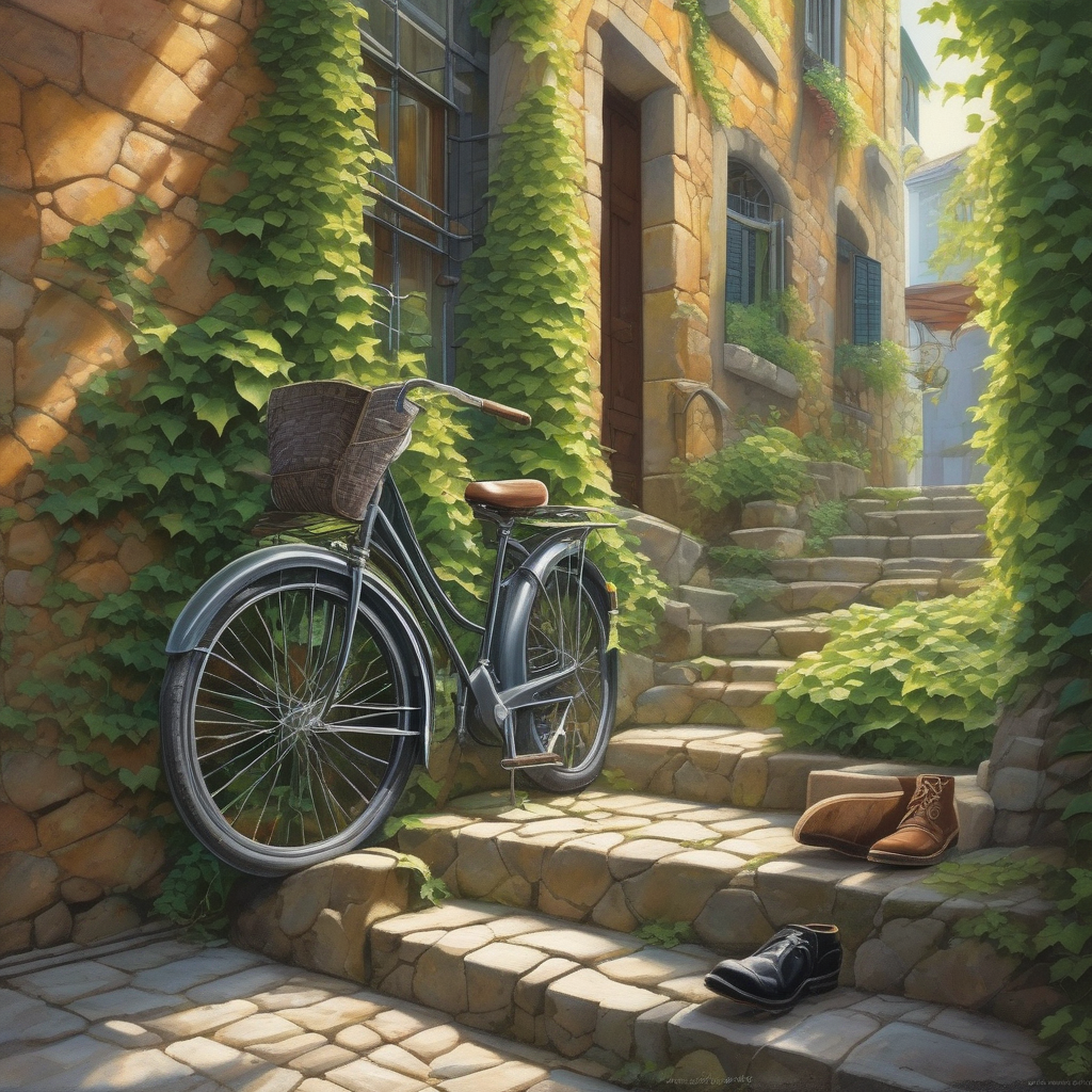 Ultra Realistic Photo Of A Woman Walking Past Ivy Covered Walls