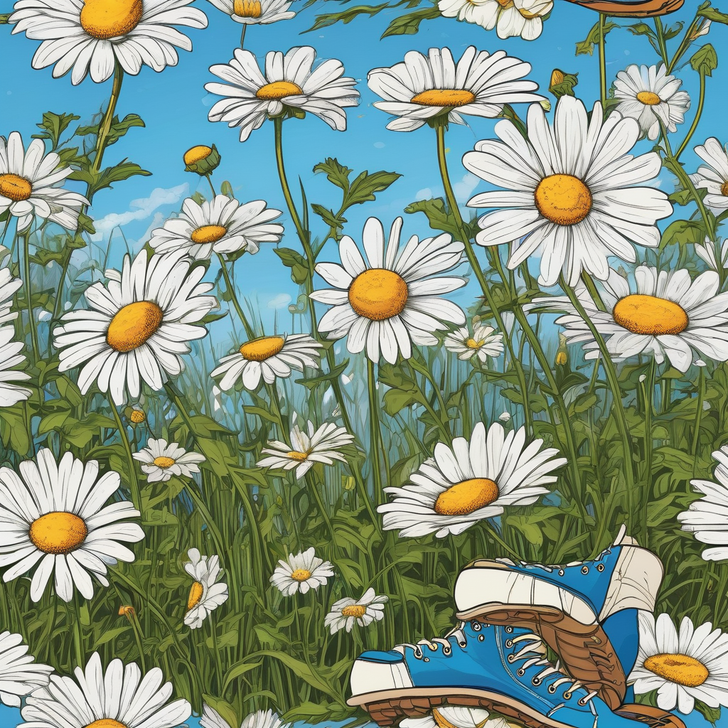 Ultra Realistic Photo Of A Woman Walking Through A Field Of Daisies