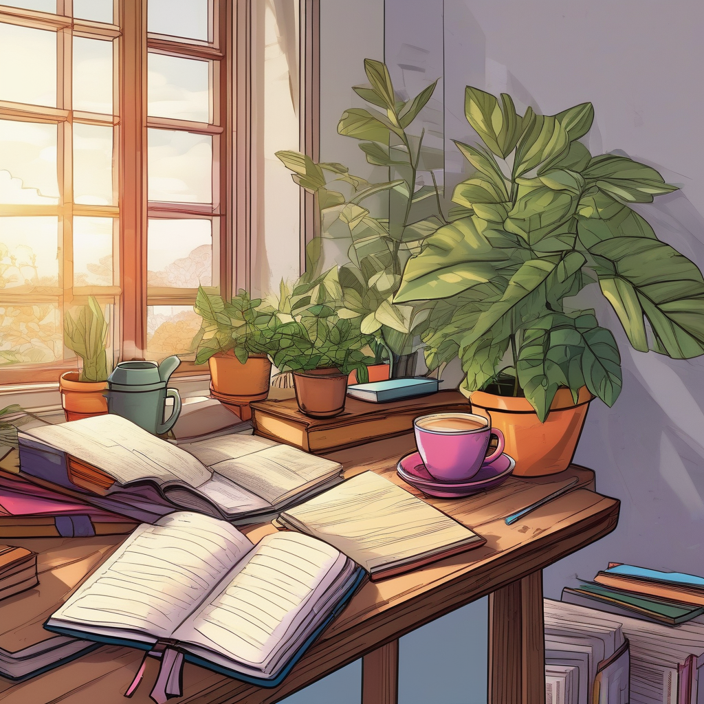 Ultra Realistic Photo Of A Woman With Messy Bun Writing In A Journal